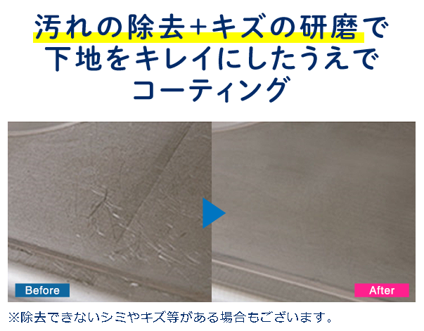 汚れの除去+傷の研磨 汚れの除去+傷の研磨